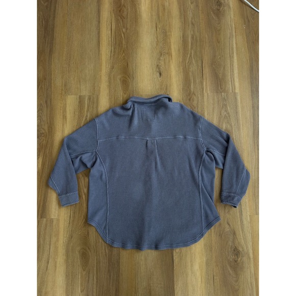 Aerie LumberJane Waffle Shirt Navy Blue Coastal Oversized Button Down S shacket - Picture 3 of 7